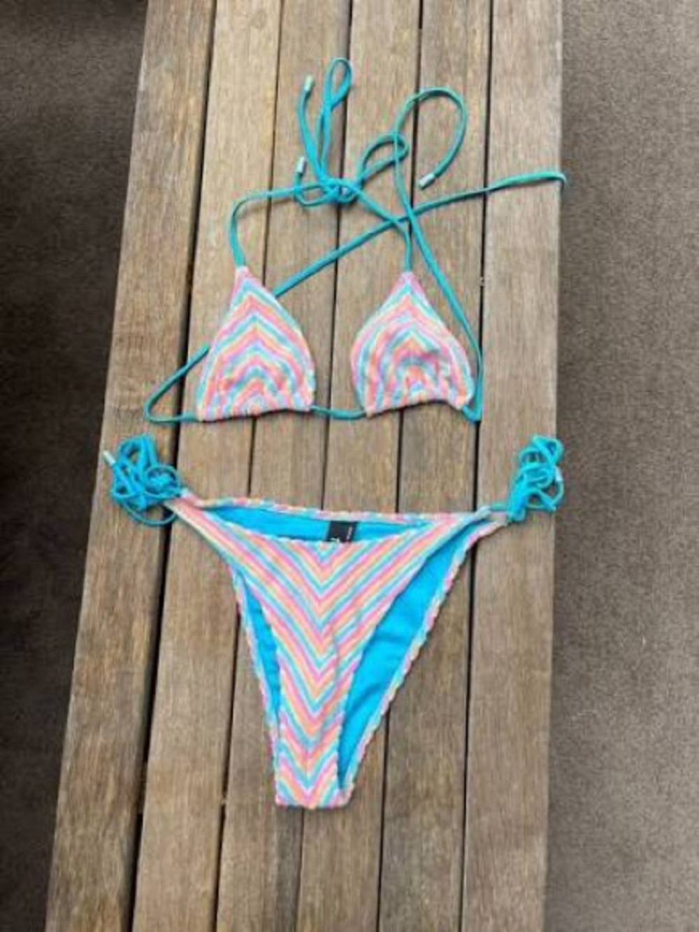 triangl swimwear Multi-Color Chevron Bikini with Turquoise Trim